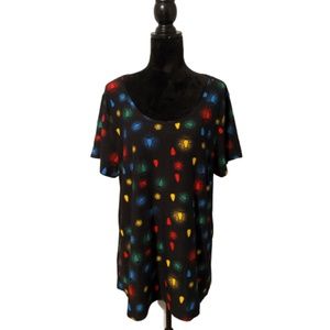 LuLaRoe Multi-Color Christmas Lights Irma Top